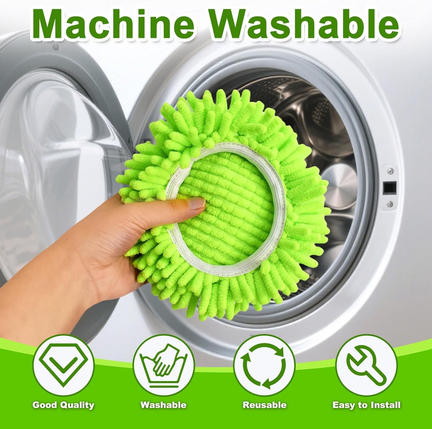 Mop Replace Head for O Cedar, Spin Mop Heads Replacements for Ocedar Easywring 1 Tank Spin Mop, Chenille Duster for Ocedar Mop Include 3 Pack Microfiber Chenille Mop Pad for Ocedar Spin Mop