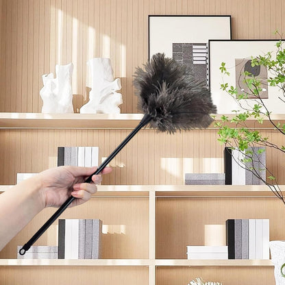 Ostrich Feather Duster, 20 Inch Fluffy Mini Duster Brush Washable with Long Plastic Handheld, Handheld Feather Dusters for Cleaning Supplies Window Blind Duster Home Car Keyboard Office