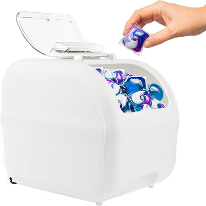 Skywin TidyFriend Laundry Pods Container with Lift Up Lid, 12.4" x 6.5" x 8.7", Airtight Storage Keeps Pods Fresh, Laundry Detergent Container & Dishwasher Pod Holder (Grey)