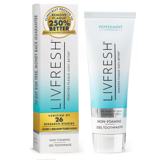LIVFRESH Toothpaste Gel, Clinically Proven to Remove Plaque 250% Better, Improves Gum Health 190% Better, Prevents & Reduces Tartar, Mild Peppermint