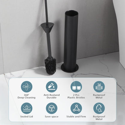 BGL Toilet Brush and Holder Set, Heavy Duty 304 Stainless Steel, Round Base and Long Handle for Bathroom Deep Cleaning, Drip-Proof, Space Saving for Storag, Polished Gold