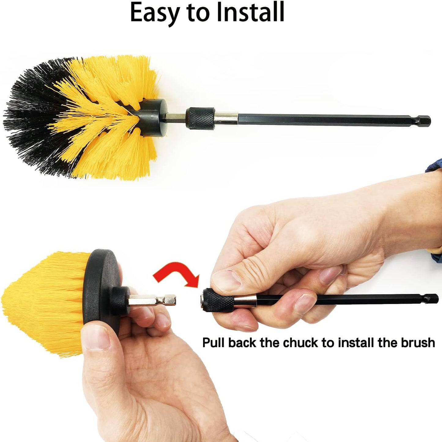 8 Pack Drill Brush Attachment Set,1/4in Power Scrubber Brush + Extend Long Rod, Power Cleaning Scrub Brush for Bathroom, Tub, Tile, Floor, Grout, Boat(White)