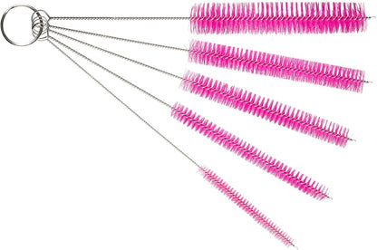 10" Tube Cleaning Brush Set, 5 Pack Large, Extra Long Nylon Straw Brushes with Flexible Handles for Bottles, Cleaning Straws, Pipe Cleaners, Keyboard, Glass, Guns, Detailing and Deep Cleaning, Black