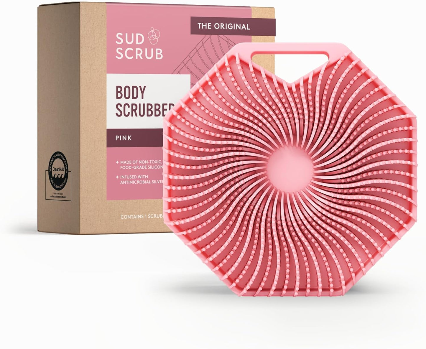 Sud Scrub® Antimicrobial Silicone Body Scrubber, Exfoliating Body Brush for Sensitive Skin, Antibacterial Shower Scrubber for Body, Bathroom Essentials for Men & Women, Charcoal