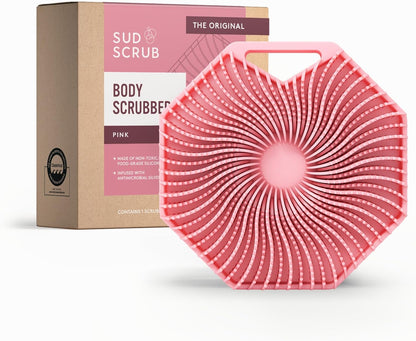 Sud Scrub® Antimicrobial Silicone Body Scrubber, Exfoliating Body Brush for Sensitive Skin, Antibacterial Shower Scrubber for Body, Bathroom Essentials for Men & Women, Charcoal
