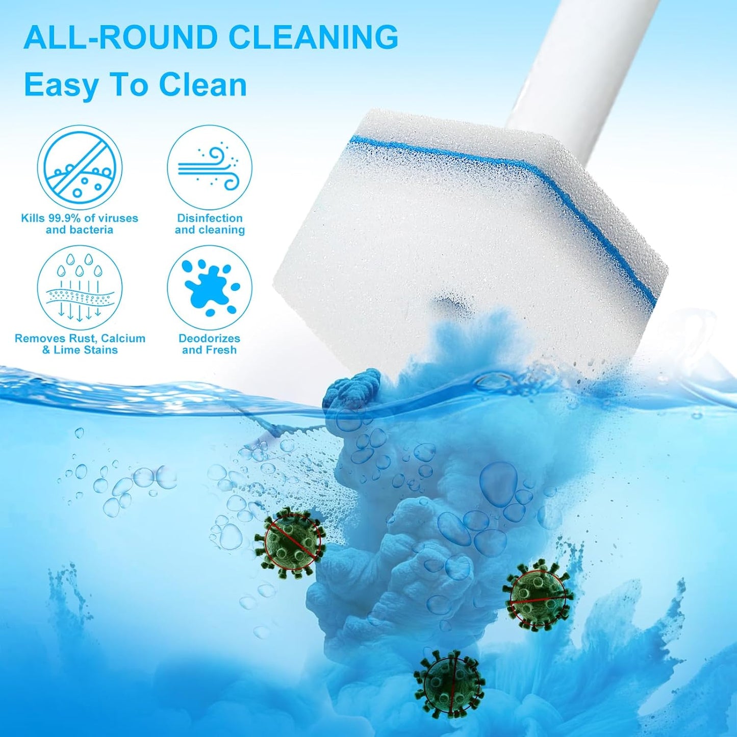 50 Pcs Disposable Toilet Brush Refills, Toilet Bowl Cleaning Wand Refills, Toilet Brush Replacement Head for Bathroom and Toilet Cleaning