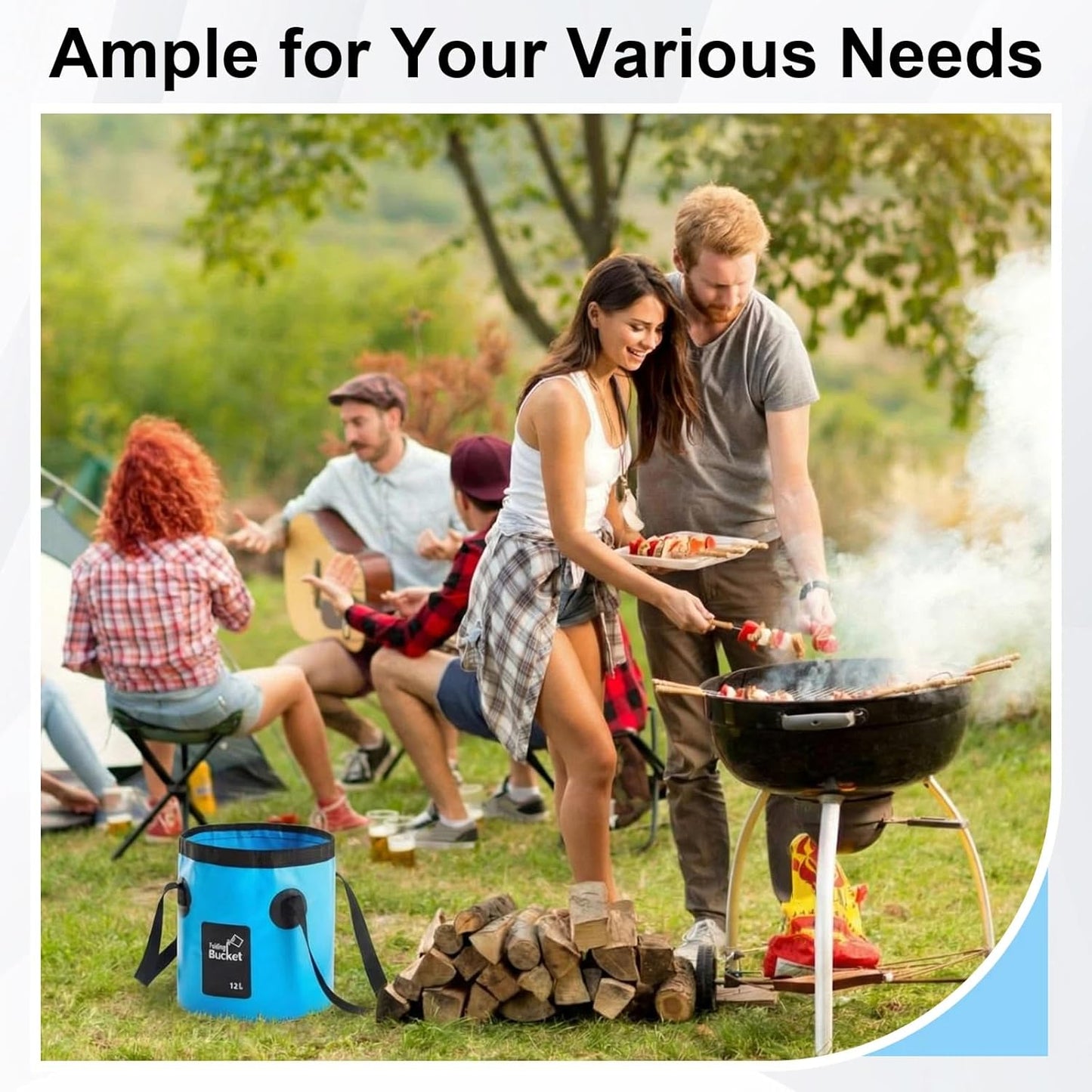 3 Pcs Collapsible Bucket Foldable Bucket with Handle, Cleaning Tools for Camping Fishing Hiking to Hold Water with Carry Bag Multiple Use Portable Lightweight (12L,Blue)