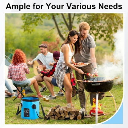3 Pcs Collapsible Bucket Foldable Bucket with Handle, Cleaning Tools for Camping Fishing Hiking to Hold Water with Carry Bag Multiple Use Portable Lightweight (12L,Blue)