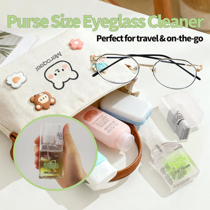 2-Pack Eye Glasses Cleaner Spray, Travel-Sized Screen Cleaning Kit with Touchscreen Mist for iPhone, Sunglasses, Computer, Laptop Screens, Phone Electronics with Eyeglass Cloth and Case Lid - Hatstart