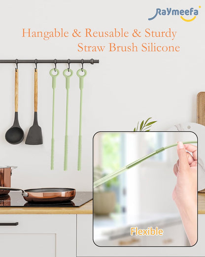 Straw Cleaner Brush Set - Raymeefa Scratch-Free Detail Cleaning for Reusable Straws & Tumblers (Blue)