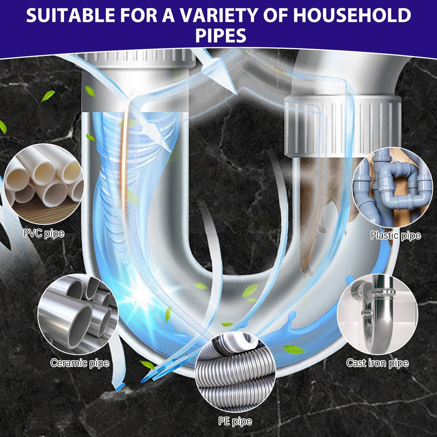 Sink Drain Hair Clog Remover Cleaner,Powerful Unclogging,Toilet Unclogger Heavy Duty,Bathroom Shower Pipeline Dredg (1)