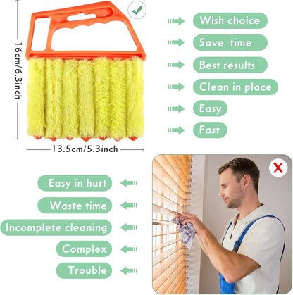 Geiserailie 3 Pieces Blind Cleaner Duster Tool 7 Finger Dusting Cleaner for Window Venetian Washable Mini Brush Hand Held Tool for Air Conditioner Dust Dirt (3 Colors)