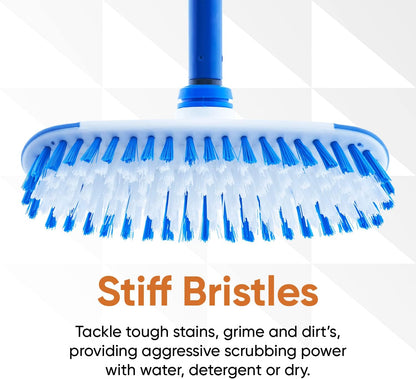 Superio Deck Scrub Brush Head Heavy Duty Stiff Bristles Replacement, Brush Refill with Scraper - Cleans Hot Tub, Swimming Pool, Granite Tiles, Bathroom, Patio, Kitchen, Wall, and Deck