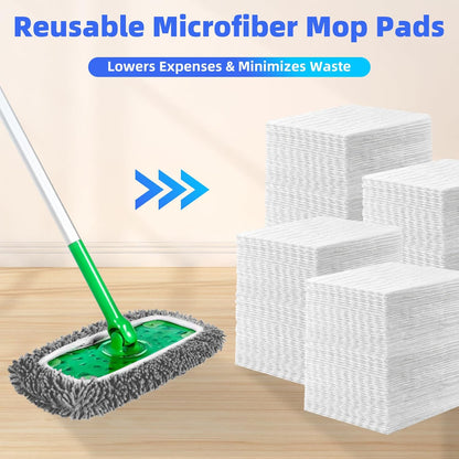 Reusable Mop Pads Compatible with Swiffer Sweeper Mop, Microfiber Dry Sweeping Cloths & Machine Washable Wet Pads Refill for Use on All Sealed Floors - Stone, Hardwood, Laminate & Tile (6 Blue)