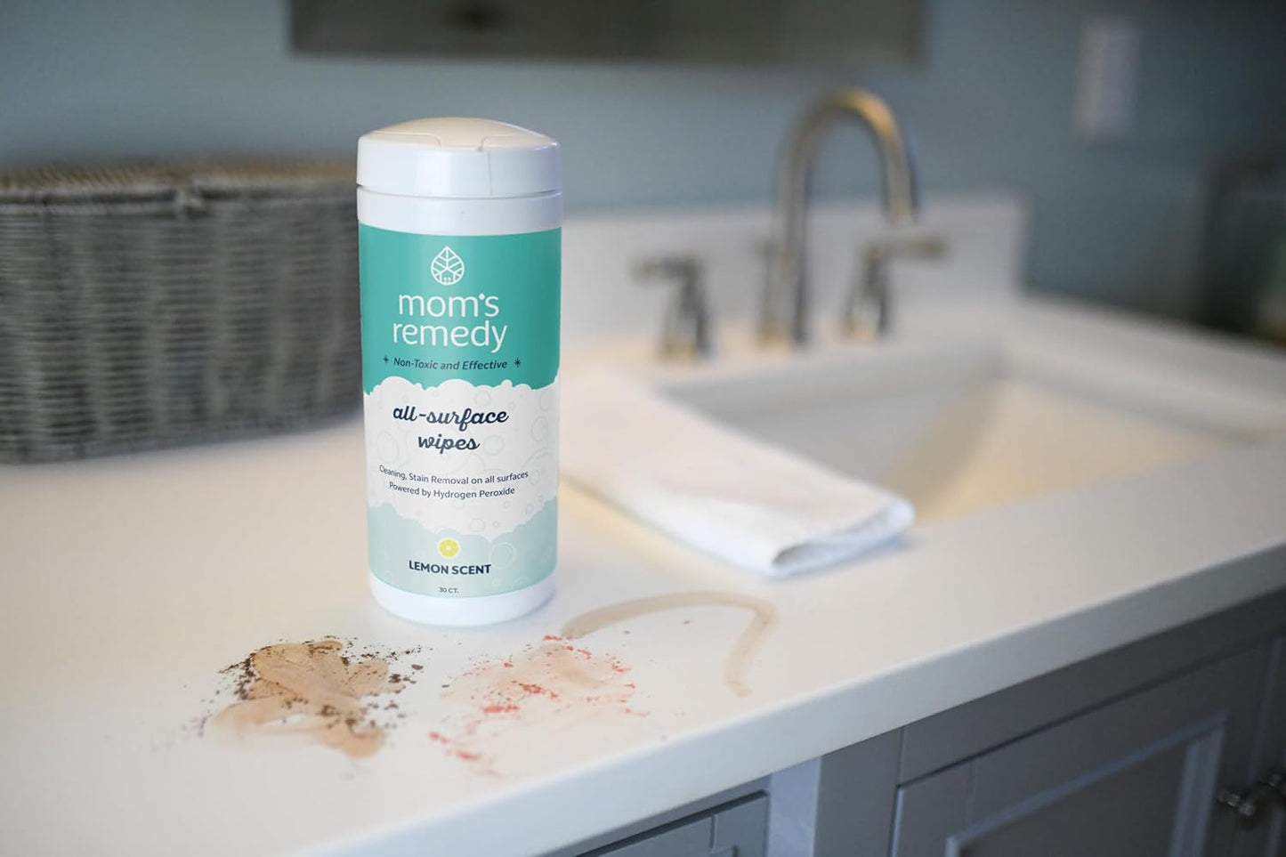 MOMREMEDY Hydrogen Peroxide Cleaning Wipes | All Purpose Cleaner and Stain Remover | Multipurpose for Home, Kitchen, Bathroom, All Surfaces | Non-Toxic