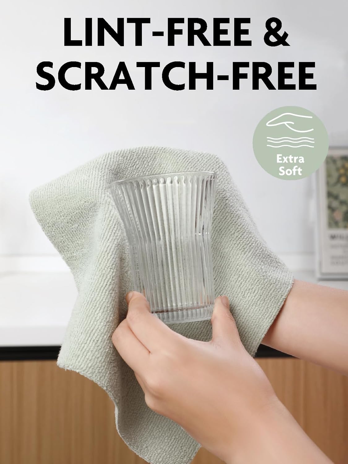 Fantasticlean Kitchen Towels - 40 Sheets - Reusable Washable Dishcloth Rolls, Super Absorbent, Premium Microfiber Cleaning Cloths, 10'' by 10'' (Beige, MossGreen)