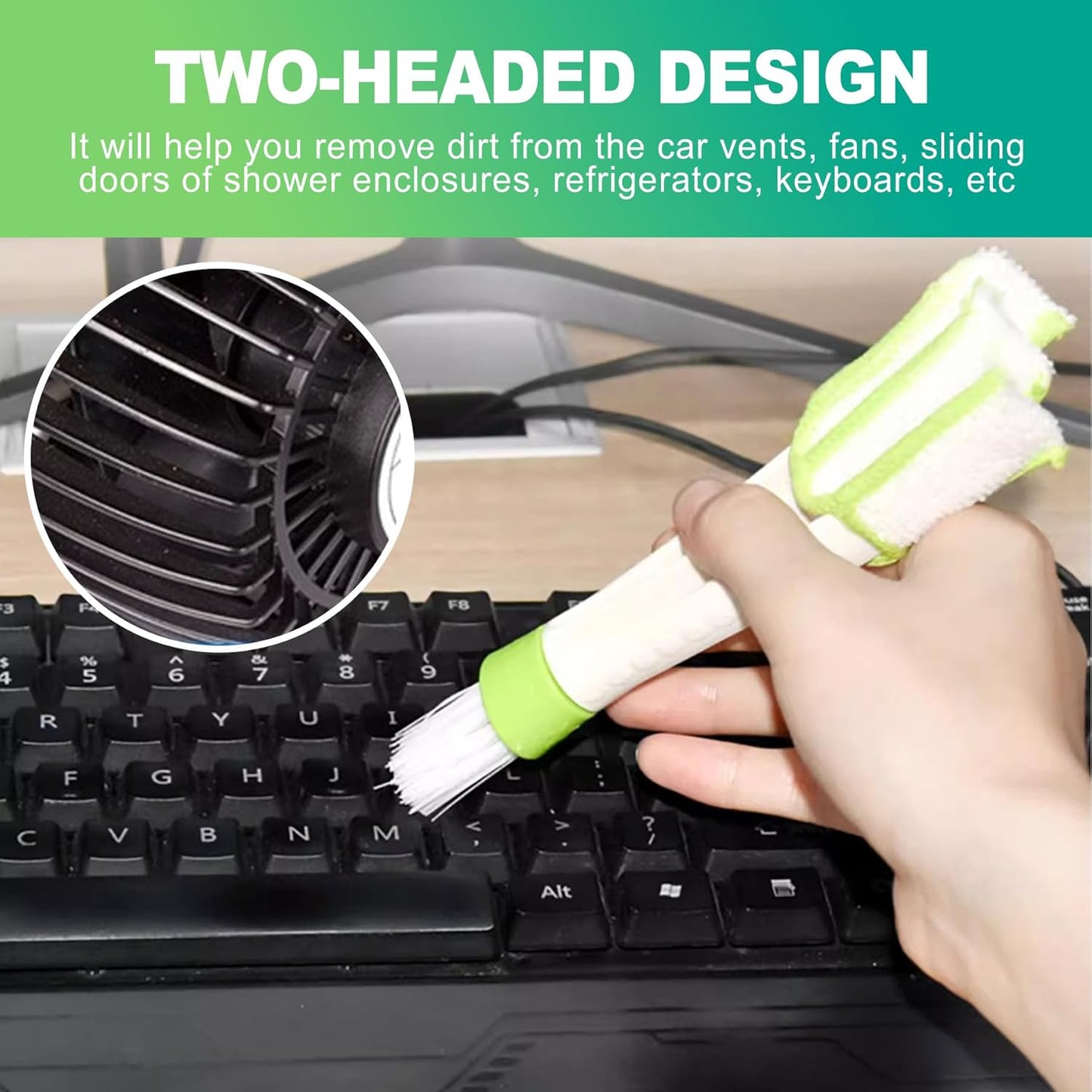 slaixiu 4-Pack 7 Finger Window Blind Cleaner Duster Tool, Washable Mini Blinds Cleaner Brush for Wood, Vinyl Shutters, AC Air Vent, and Car Fan Dusting