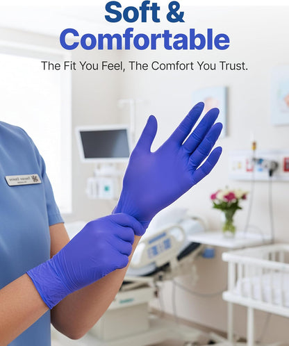 Schneider Nitrile Exam Gloves, Dark Blue, Disposable Gloves, Latex-Free, Powder-Free, Food Safe for, Cooking, Household Use