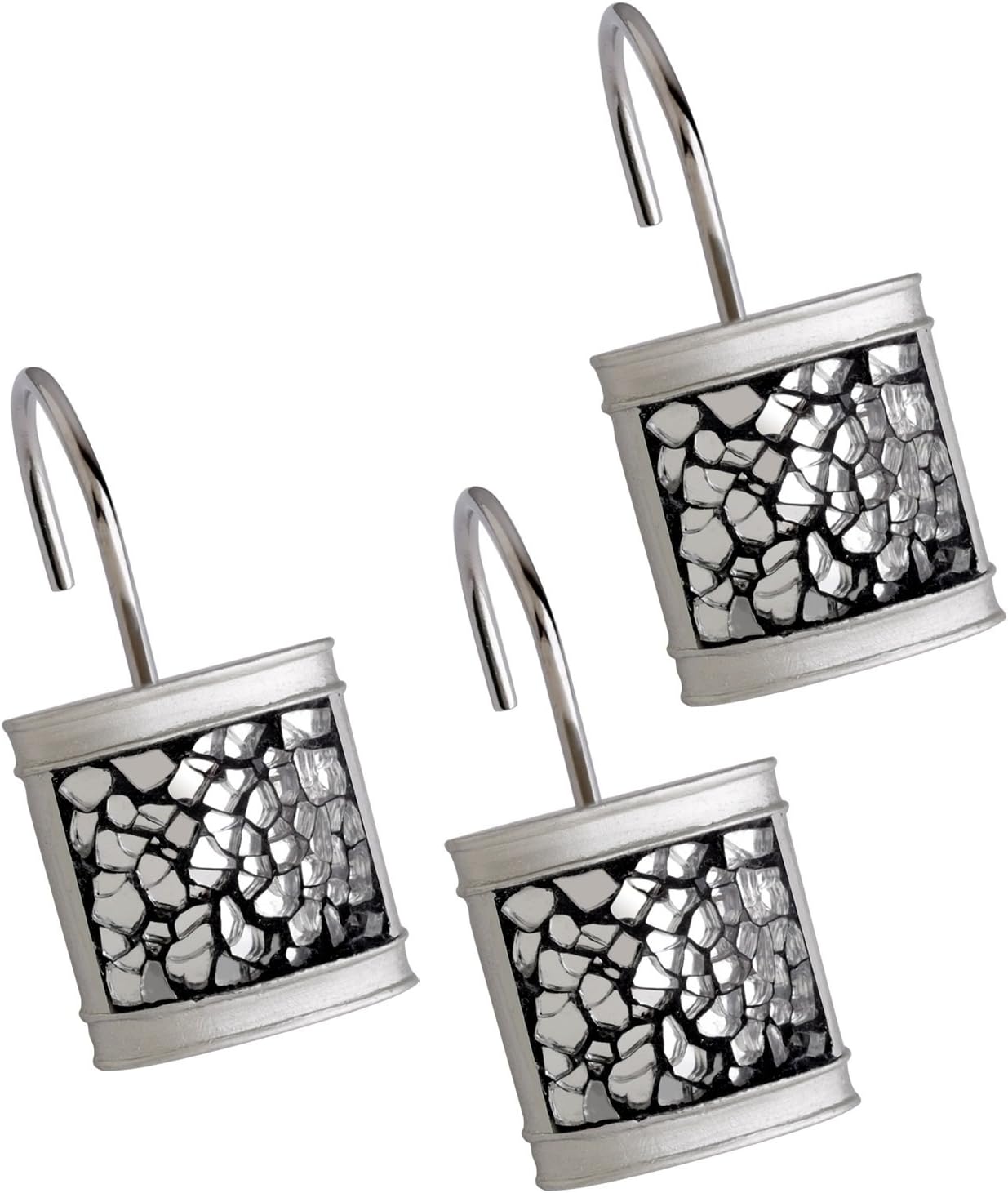 Creative Scents Crackled Glass Toilet Brush with Holder - Silver Toilet Bowl Cleaner Brush and Holder - Good Grip, Deep Cleaning, Decorative Design Compact Toilet Bowl Scrubber