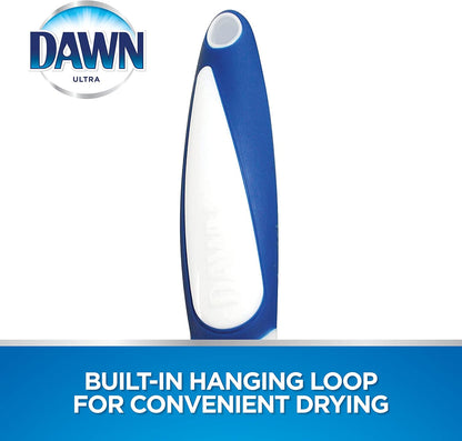 Dawn Dish Brush with Soft Nylon Bristles and Scraper, Blue/White