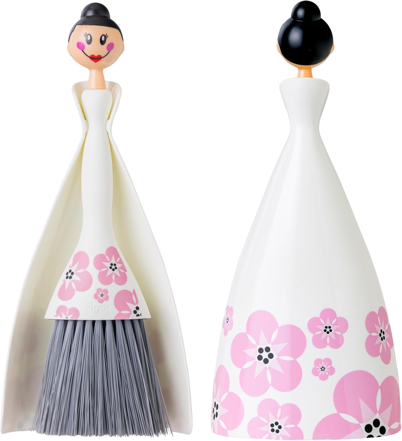 Vigar Mini Broom and Dustpan Set - Small Broom and Dustpan, Hand Broom for Desk, Kitchen, Car, Crumb Brush for Dust & Pet Hair, Decorative Doll Design, Portable Dust Pan Brush for Indoor - Turquoise