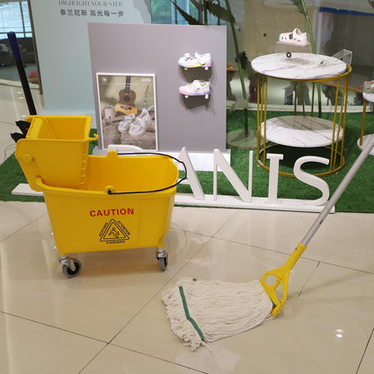 Midoneat Mop Bucket with Wringer, 22 Qt (5.5 Gallon), Handle, Wheels,Floor Cleaning, 16.5" L x 10.6" W x 26.4" H, Yellow,Add One Cotton Mop