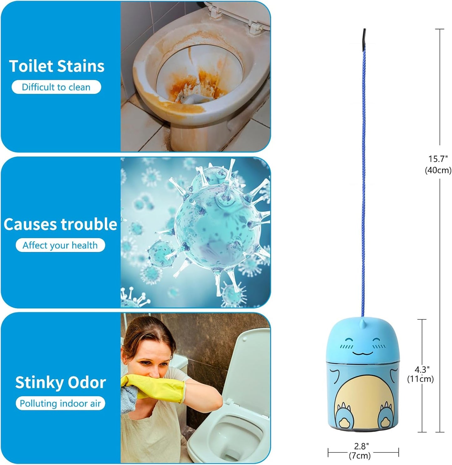 Toilet Bowl Cleaners Bottle Bathroom Toliet Bowl Cleaner with Fresh Jasmine Scent Cute Dinosaur Shaped Toilet Tank Cleaner (Green)