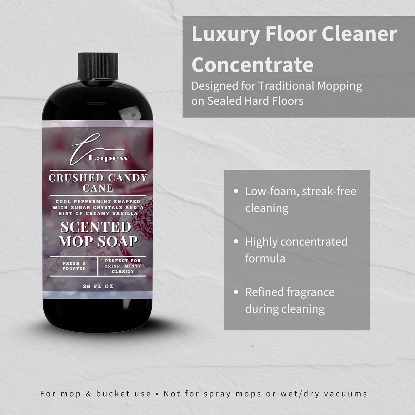 Lapew Santal Scented Mop Soap - Luxury Floor Cleaner Concentrate for Mopping Tile, Laminate, Vinyl & Hardwood | Streak-Free, Low-Foam | 36 oz - Colors A