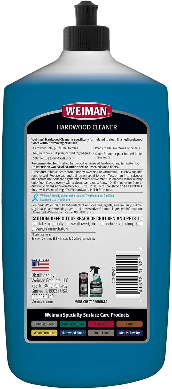 Weiman Hardwood Floor Cleaner - 128 Ounce Refill - Finished Engineered Hardwood Floors