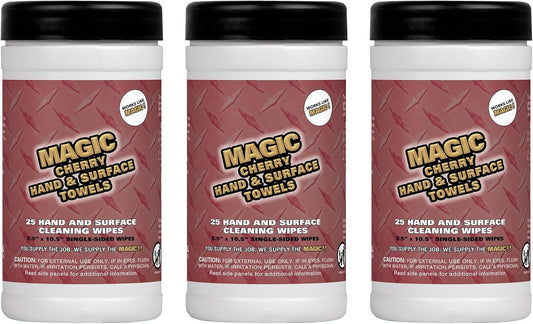 Magic Cherry Scented Heavy Duty Cleaning Wipes - Single Sided Hand & Surface Shop Towels | Professional-grade Cleaning | Waterless | Cleans Grease, Oil, Dirt, & more (1 Pack | 90 Sheets Total)