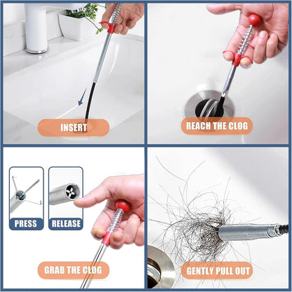 76 inch Drain Snake,Drain Clog Remover - Flexible Grabber Claw Pick Up Reacher Tool for Home Sink, Bathroom Tub,Drain, Toilet, Tight Spaces