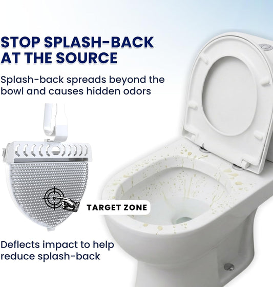 Toilet Clip-On Splash Guard & Deodorizer – Reduces Urine Splash-Back, In-Bowl Odor Control, Long-Lasting Fresh Scent, Turns Water Blue, Fits Most Toilets (4 Pack, Flowers)