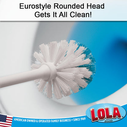 Toilet Brush and Holder Set, By LOLA, 2 Pack, Classic Version, Durable Bristles for Deep Cleaning, w/Compact Space Saving Storage Holder