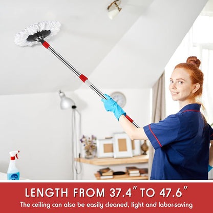 Spin Mop Replacement Handle 360 Degree Spin Mop Pole Handle Replacement Rotating Telescopic Stick for Head Replace Spinning Household Cleaning Accessories for Home(Cute Blue)