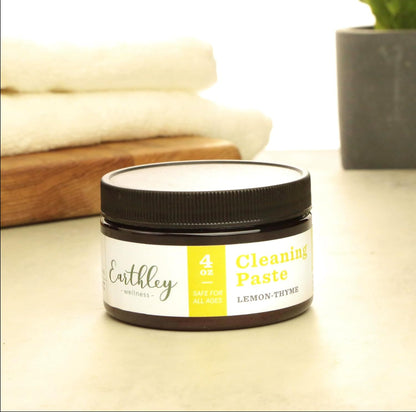 Earthley Wellness, Cleaning Paste, Eco-Friendly, Pure, Certified Organic Cleaning Agent, Septic Safe, Plant Based Cleaner, Sulfates and Phosphates Free, Tub and Sink Cleaning (4 oz, Lemon-Thyme)