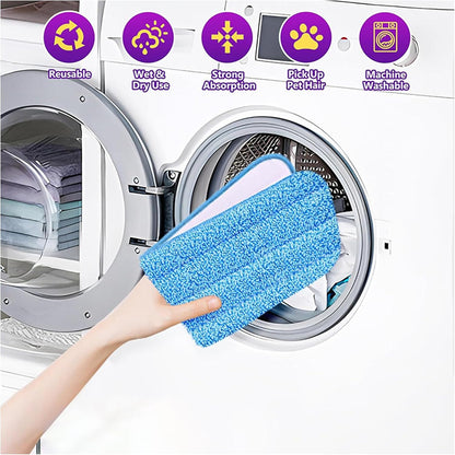 10 Pcs Reusable Mop Pads,16 Inch Microfiber Wet Dry Floor Clean Mop Pad Refill Compatible with Swiffer PowerMop Bona Mop & Other 13-16 Inch Spray Mop