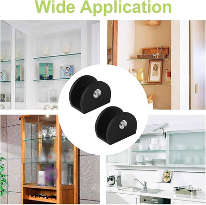 8Pcs Adjustable Half Round Glass Shelf Brackets 201 Stainless Steel Glass Clamp Clips Wall Mounted Brushed Shelf Holder Supports Mounting Brace for 3-8mm Thick Glasses