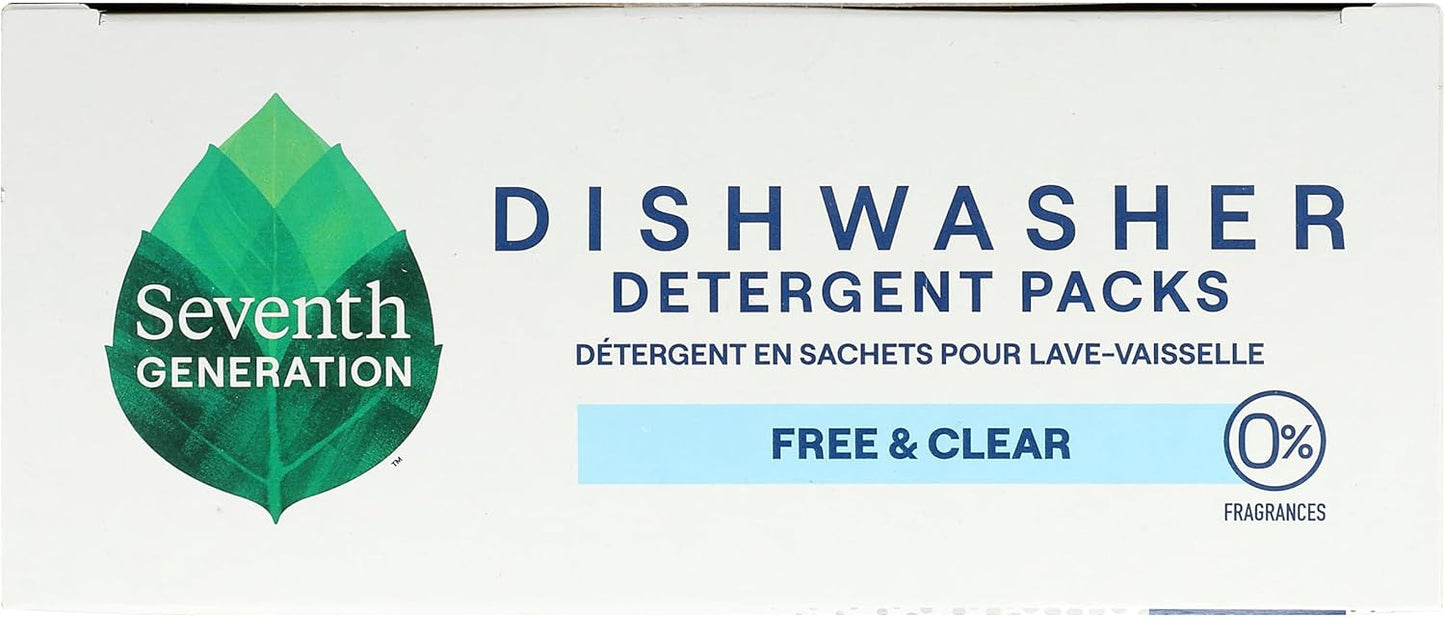 Seventh Generation Dishwasher Detergent Packs Free & Clear Pack of 2 for sparkling dishes Dishwasher tabs 45 count