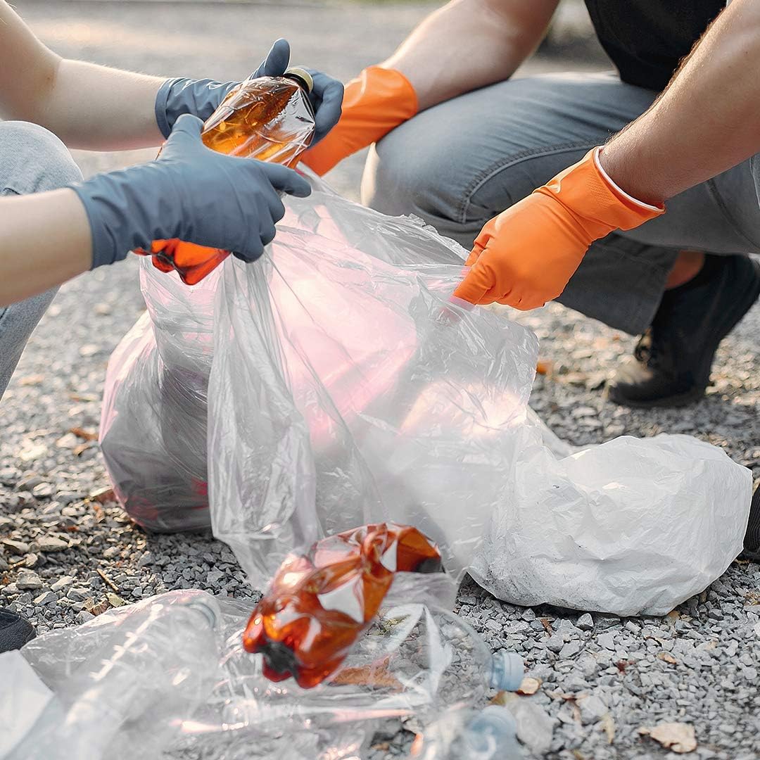 55 Gallon Clear Trash Bags, (50 Bags w/Ties) Large Clear Plastic Recycling Garbage Bags