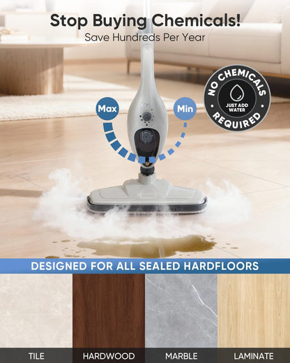 CYK Steam Mops for Floor Cleaning, 12 in 1 Handheld Steam Cleaner for Home, Floor Steamer for Hardwood Floors and Tile (Purple-grey)