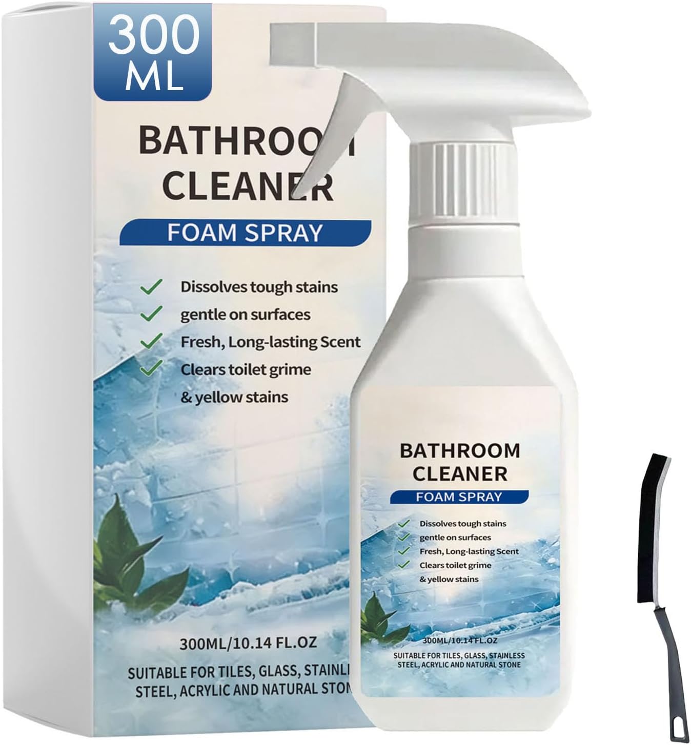 Scale Remover Bathroom Cleaner Foam Spray, Powerful Scale Remover, Bathroom and Shower Foamer Aerosol, Suitable for Tiles, Glass, Stainless, Steel, Acrylicand Natural Stone (1)