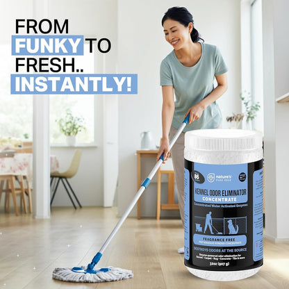 Nature's Pure Edge Enzyme Powder Concentrate Makes 86 Gallons - Professional Use for Kennel and Pet Odor Elimination - Removes Urine Poop from Carpets Floors - Sunny Citrus
