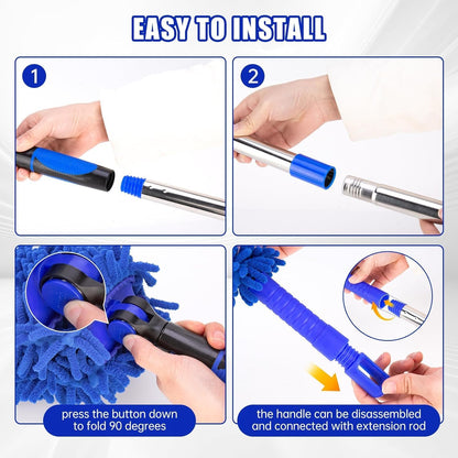 CALBEAU Ceiling Fan Cleaner Duster with 80" Extension Pole, Flexible and Washable Chenille Fan Duster for High Ceiling Fan Blades Light Fixtures Furnitures