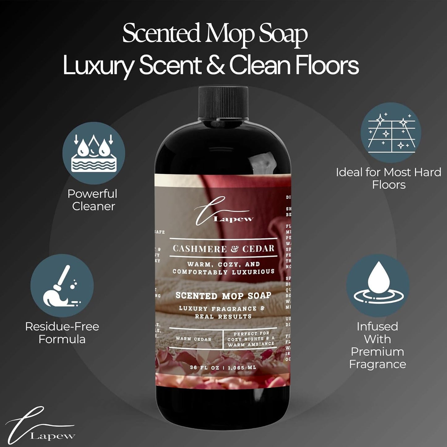Lapew Black Sea Scented Cleaning Bundle | Carpet Deodorizer Powder (16 oz) & Mop Soap Concentrate (36 oz) | Pet-Friendly Odor Eliminator - Colors B