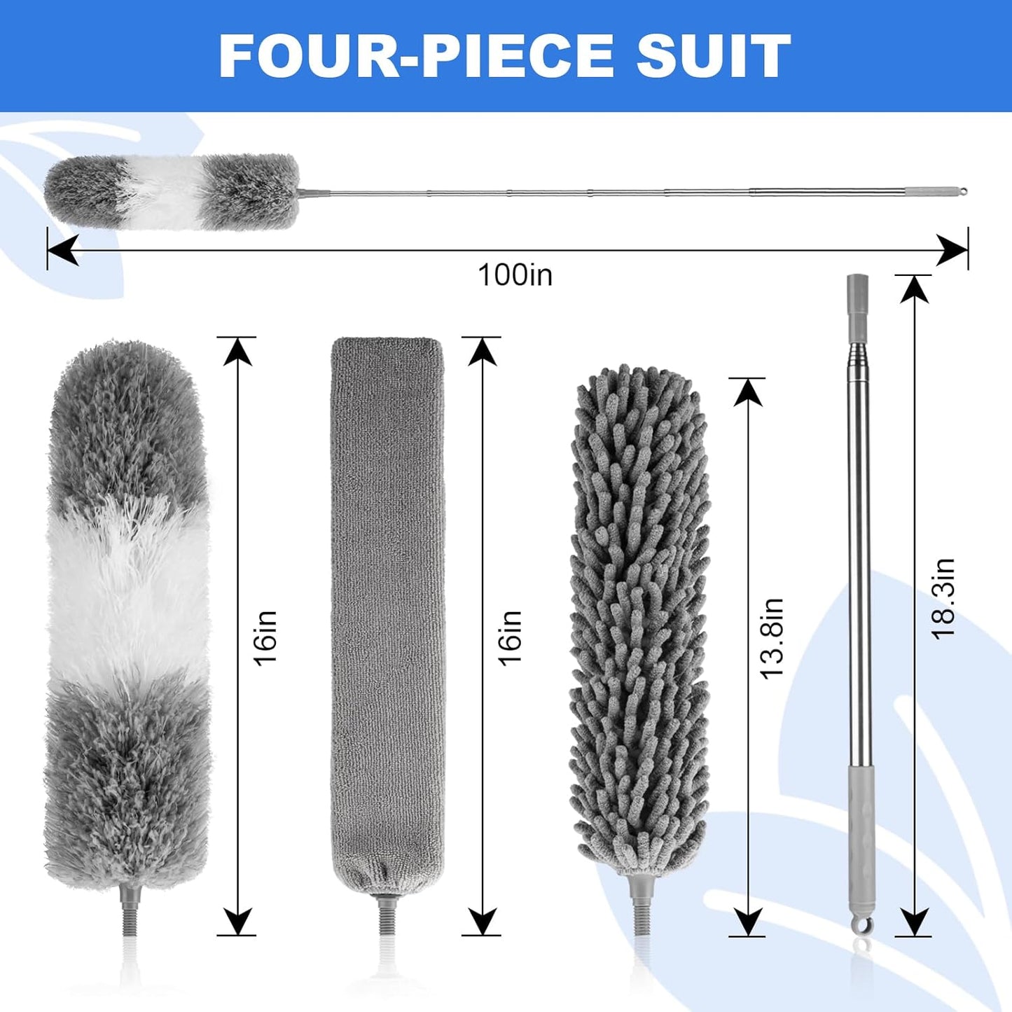 Dusters for Cleaning,Feather Duster with Extension Pole,Ceiling Fan Cleaner Duster,Long Duster Extended Handle,Blind Cleaner Dusting