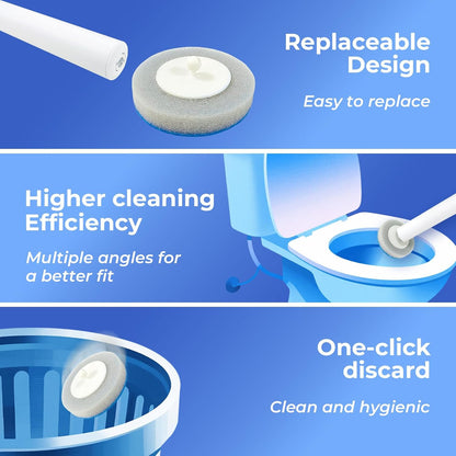 Disposable Toilet Cleaning Brush Kit with 48 Refill Heads, Long Handle Deep Clean Toilet Brush, All in One Bathroom Toilet Cleaner System for Household Apartment Daily Bathroom Cleaning