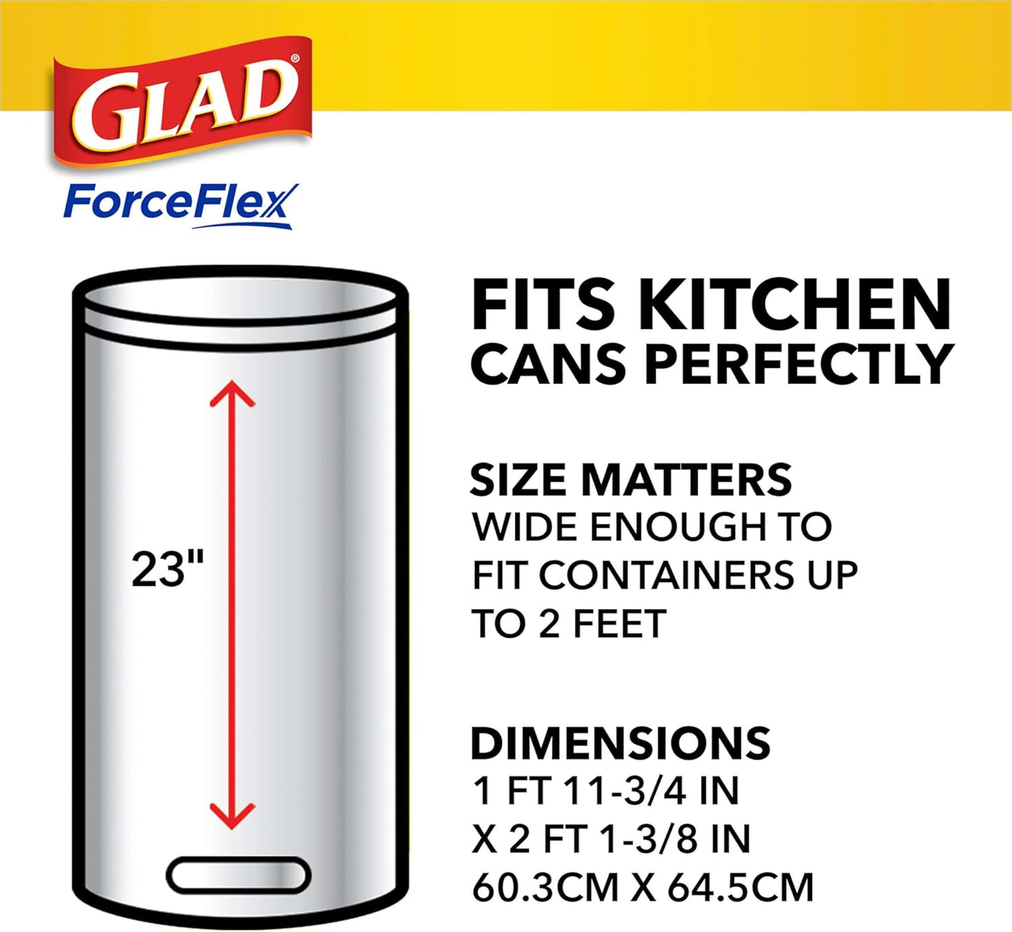 Glad ForceFlex Tall Kitchen Trash Bags, 13 Gallon, Pine-Sol Original, 40 Count (Package May Vary)