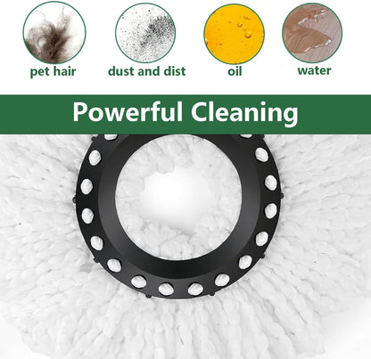 Spin Mop and Bucket with Wringer Set,for Floor Cleaning,with Floor Scrub Brush,61" Adjustable Handle and 6 Microfiber Mop Head(White)