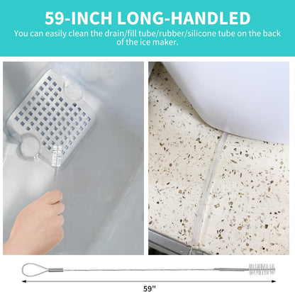 TUZAZO Ice Machine Cleaner Brush Kits, 10 PCS Ice Maker Cleaning Tools - 2PCS Long Drain Pipe Brushes and 8 PCS Crevice Cleaning Brushes
