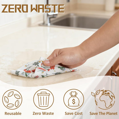 25 Pack Reusable Paper Towels, Paperless Towels Roll Washable Cotton Cloth for Kitchen Towels Zero Waste Products Alternative Paper Towels Alternative (Bohemian)